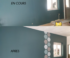 2En cours - après rénovation couleurs et motifis géométriques chambre 